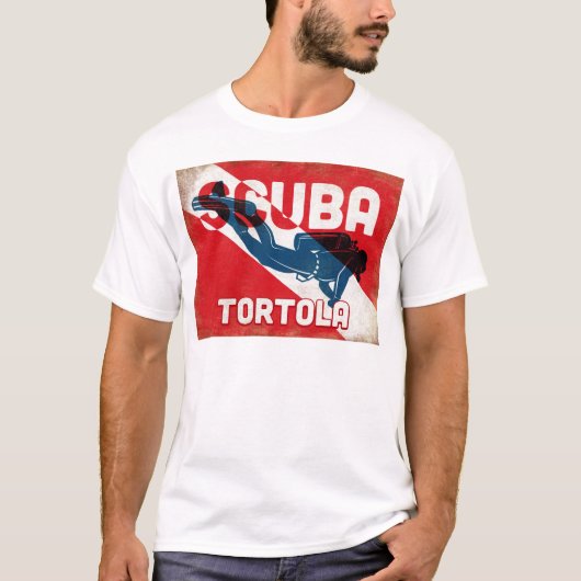 トルトラスキューバダイバーブルーレトロ Tシャツ (正面)