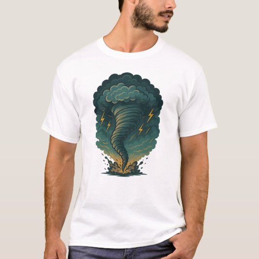 トルナドストームイラストレーション | 強力な稲妻 Tシャツ (正面)