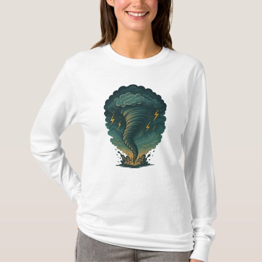 トルナドストームイラストレーション | 強力な稲妻 Tシャツ (正面)