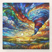 トルネドカラフルステンドグラスアート ガラスコースター (正面)