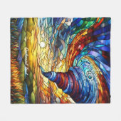 トルネドカラフルステンドグラスアート フリースブランケット (正面(横))