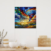 トルネドカラフルステンドグラスアート ポスター (キッチン)