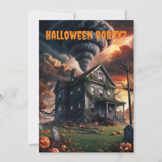トルネドハロウィーンをテーマにした古い家 招待状 (正面)