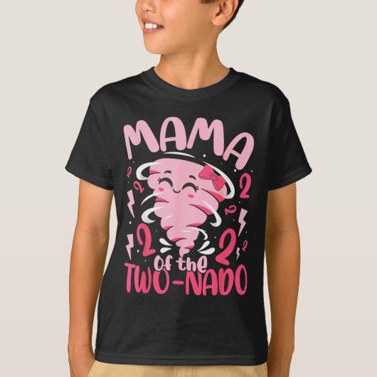 トルネード+二つ竜巻テーマの2歳の誕生日お母さん Tシャツ (正面)