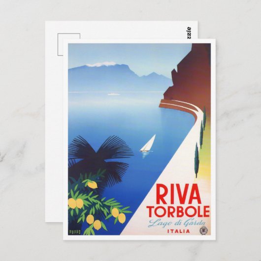 トルボレガルダレイクイタリアヴィンテージ旅行 ポストカード (正面/裏面)