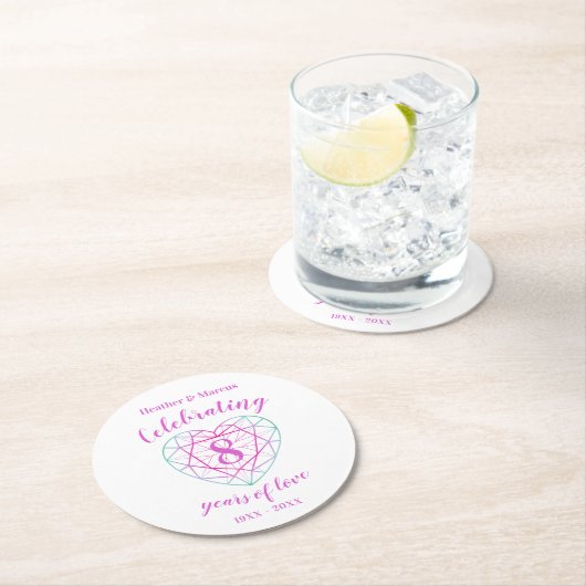 トルマリン8年の愛の記念日コースター ラウンドペーパーコースター (インサイチュ)