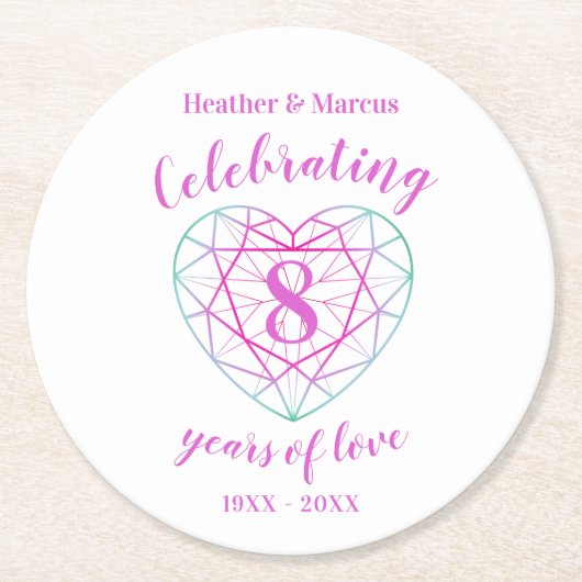 トルマリン8年の愛の記念日コースター ラウンドペーパーコースター (正面)