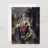 トルーズから女性にスカーフを売る行商人 ポストカード (正面/裏面)