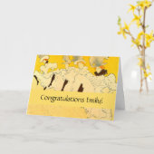 トルーズラウトレック踊りガールズイエローポスターアート カード (黄色い花)