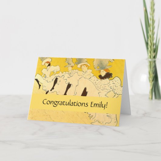 トルーズラウトレック踊りガールズイエローポスターアート カード (正面)