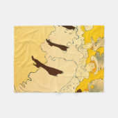 トルーズラウトレック踊りガールズイエローポスターアート フリースブランケット (正面(横))