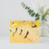 トルーズラウトレック踊りガールズイエローポスターアート ポストカード (スタンド正面)