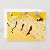 トルーズラウトレック踊りガールズイエローポスターアート ポストカード (正面/裏面)