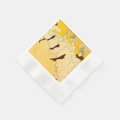 トルーズラウトレック踊りガールズイエローポスターアート 縁ありカクテルナプキン (角)