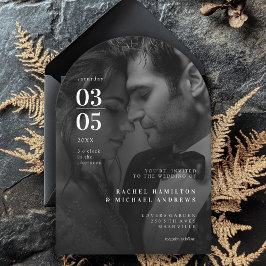 トレはっきりしたンド、B&W – 写真、の結婚一覧 招待状