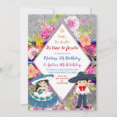 トレアノスネイビーメキシコフィエスタ子供の誕生日 招待状 (正面)