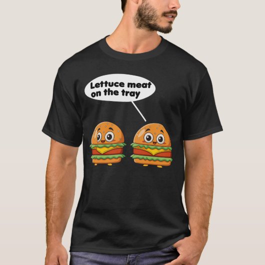 トレイに載ったレタス肉の面白い食べ物  Tシャツ (正面)
