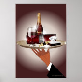 トレイを持つウェイターの手のクローズアップ ポスター (正面)