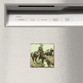 トレイルに乗る古い西カウボーイ マグネット (インサイチュ (食洗機))