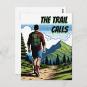 トレイルの呼び出し |トレイルをハイキングする男 ポストカード (正面/裏面)