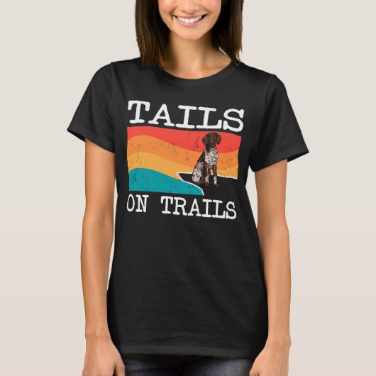 トレイルの尾ドイツ短編ポインタ犬Hi Tシャツ (正面)