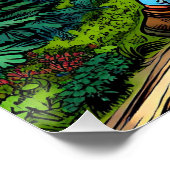 トレイルをハイキングするバックパッキング少女 ポスター (コーナー)