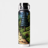 トレイルをハイキングする男 ウォーターボトル (背面)