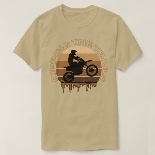 トレイルをリッピングするバイク Tシャツ (デザイン正面)