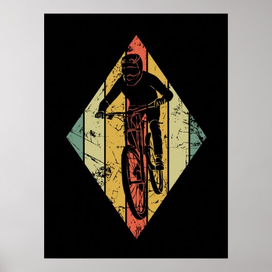 トレイルマウンテンバイクもしくは自転車に乗る人ヴィンテージ ポスター (正面)