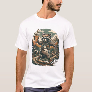 トレイルランニング・アライグマ・アイスコーヒー・マウンテンハーモア Tシャツ