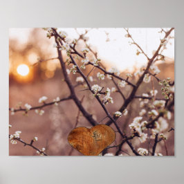 トレイル森林樹枝道路パス愛ハート ポスター