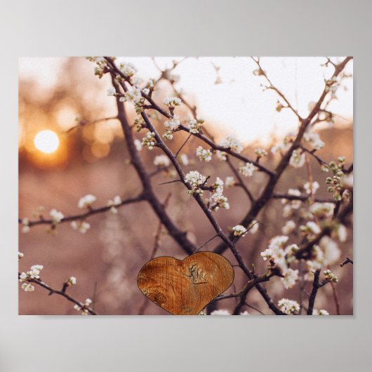 トレイル森林樹枝道路パス愛ハート ポスター (正面)