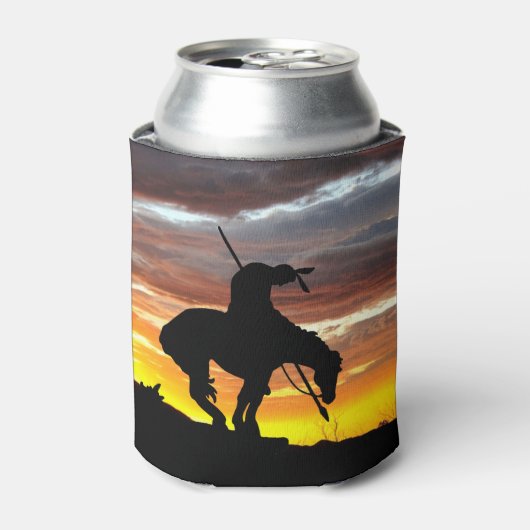 トレイル素晴らしシルエットの終点を持つ夕日 缶クーラー (缶正面)