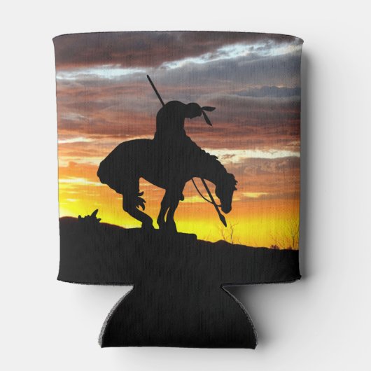 トレイル素晴らしシルエットの終点を持つ夕日 缶クーラー (裏面)