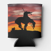 トレイル素晴らしシルエットの終点を持つ夕日 缶クーラー (正面)