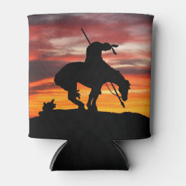 トレイル素晴らしシルエットの終点を持つ夕日 缶クーラー