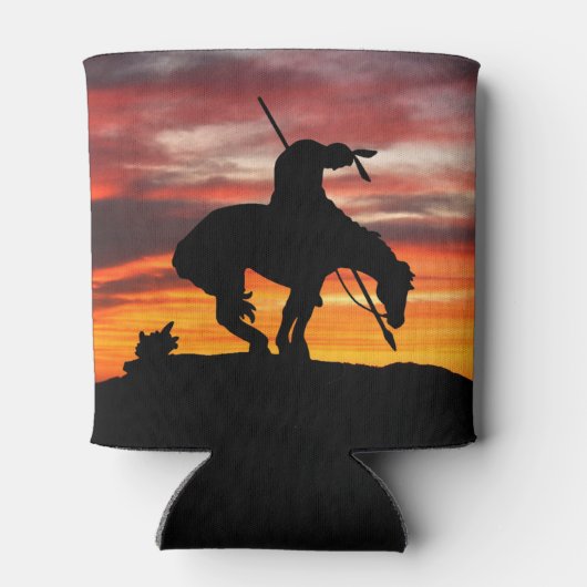 トレイル素晴らしシルエットの終点を持つ夕日 缶クーラー (裏面)