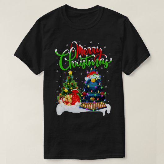 トレインおもしろい恋人クリスマス照明サンタトレインキリスト Tシャツ (デザイン正面)
