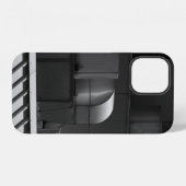 トレインのグレースケール写真 iPhoneケース (裏面横)