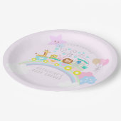 トレインアニマルズパステルベビーピンク ペーパープレート (アングル)