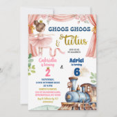 トレインアンドバレリナジョイント誕生日 招待状 (正面)