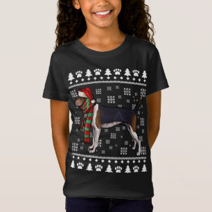 トレインウォーカーコンハウンドドッグサンタハットクリスマス醜いC Tシャツ