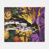 トレインウォーカーハロウィーン魔女カボチャを探す フリースブランケット (正面(横))