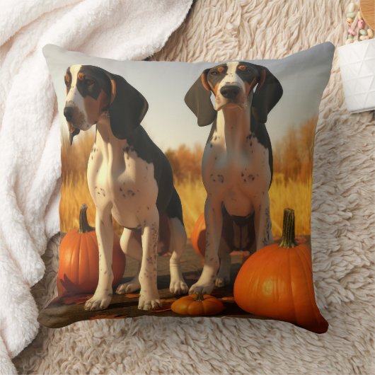 トレインウォーカーパプピー秋のカボチャを探す クッション (ブランケット)