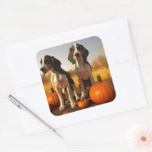 トレインウォーカーパプピー秋のカボチャを探す スクエアシール (封筒)