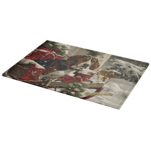 トレインウォーカー犬のクリスマスフェスティバル カッティングボード (角)