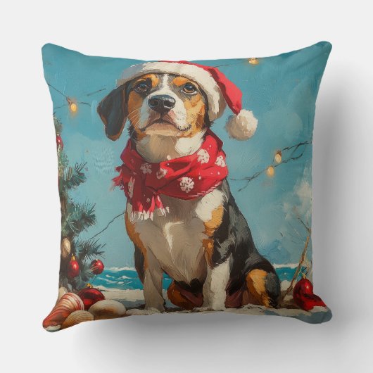 トレインウォーカーConhoundクリスマスヴィンテージビーチ クッション (裏面)