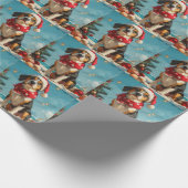 トレインウォーカーConhoundクリスマスヴィンテージビーチ ラッピングペーパー (角)