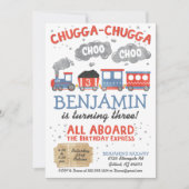 トレインウォーターカラー誕生日招待状 招待状 (正面)