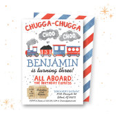 トレインウォーターカラー誕生日招待状 招待状